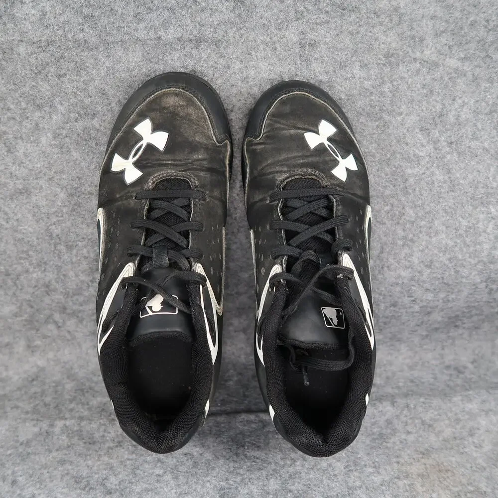 Under Armour Shoes Kids 3.5 Baseball Cleats Sport Athletic Lace Up Black White